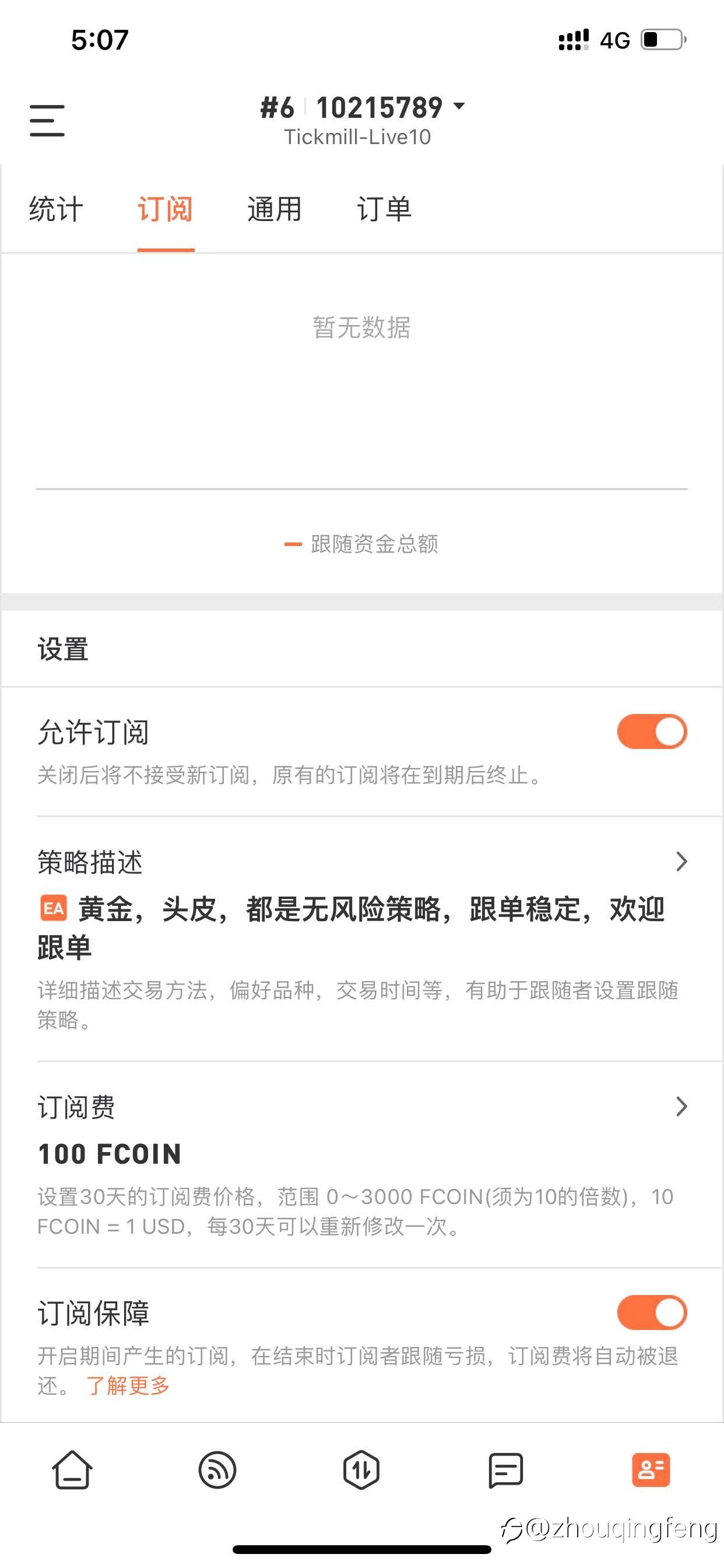 tick账户已经开通不赚钱返钱模式,最低跟单资金500美金