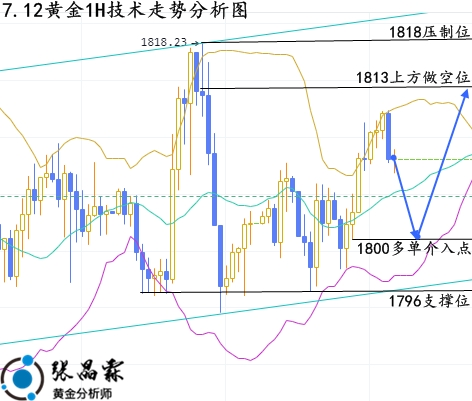 张晶霖:7.12伦敦金区间震荡该如何操作?黄金行情走势分析!