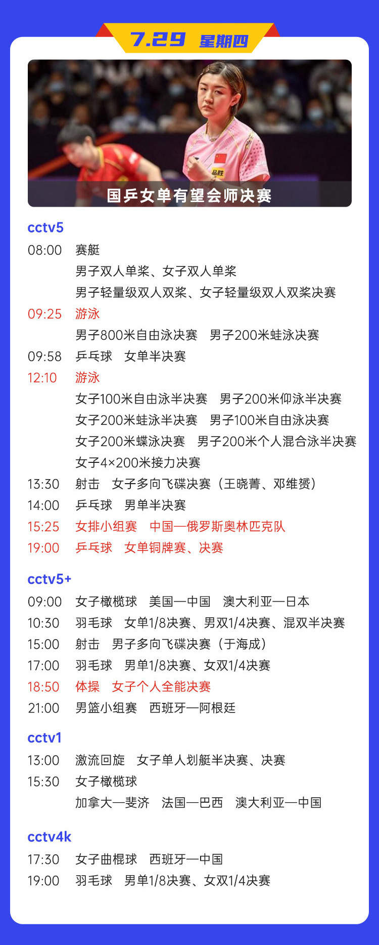 请查收——东京奥运会第二周赛程表！