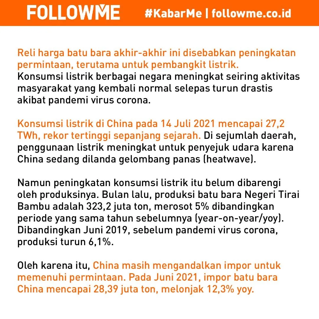 Harga Batu Bara Anjlok Lebih dari 1%!