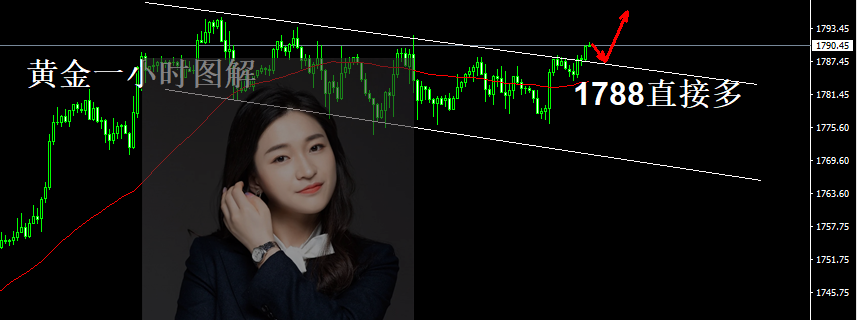 詹亦鑫:8.23黄金晚间操作策略黄金解套。黄金企稳1788上方,直接反手多