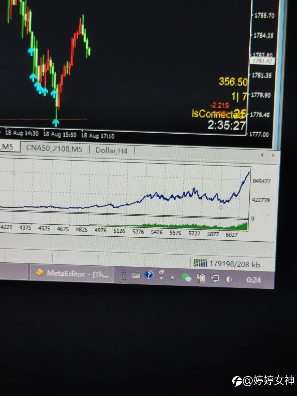 2020.11.20-2021.8.18日期，比特币专属剥头皮EA起始资金5000翻100倍起，实盘验证。