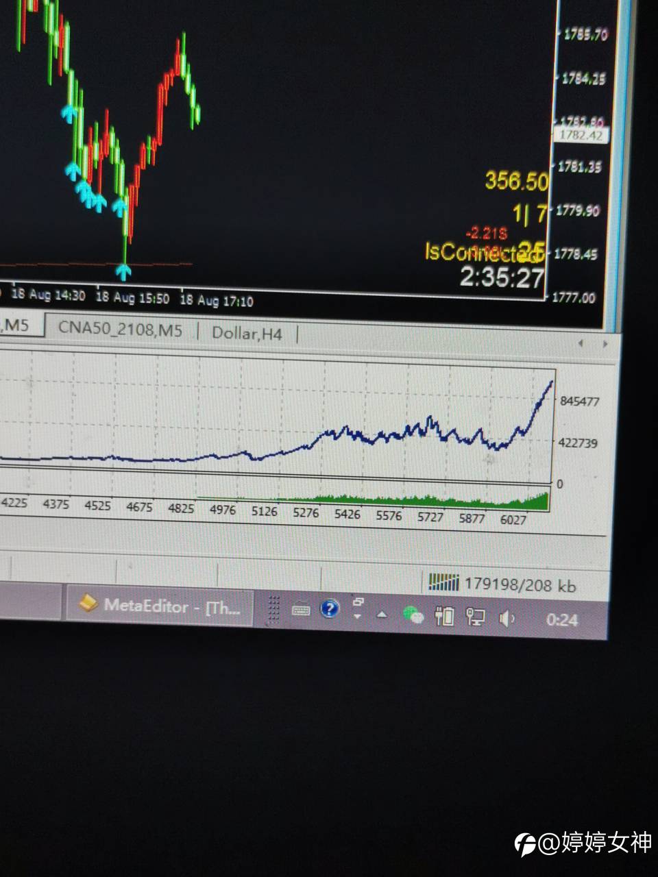 2020.11.20-2021.8.18日期,比特币专属剥头皮EA起始资金5000翻100倍起,实盘验证。