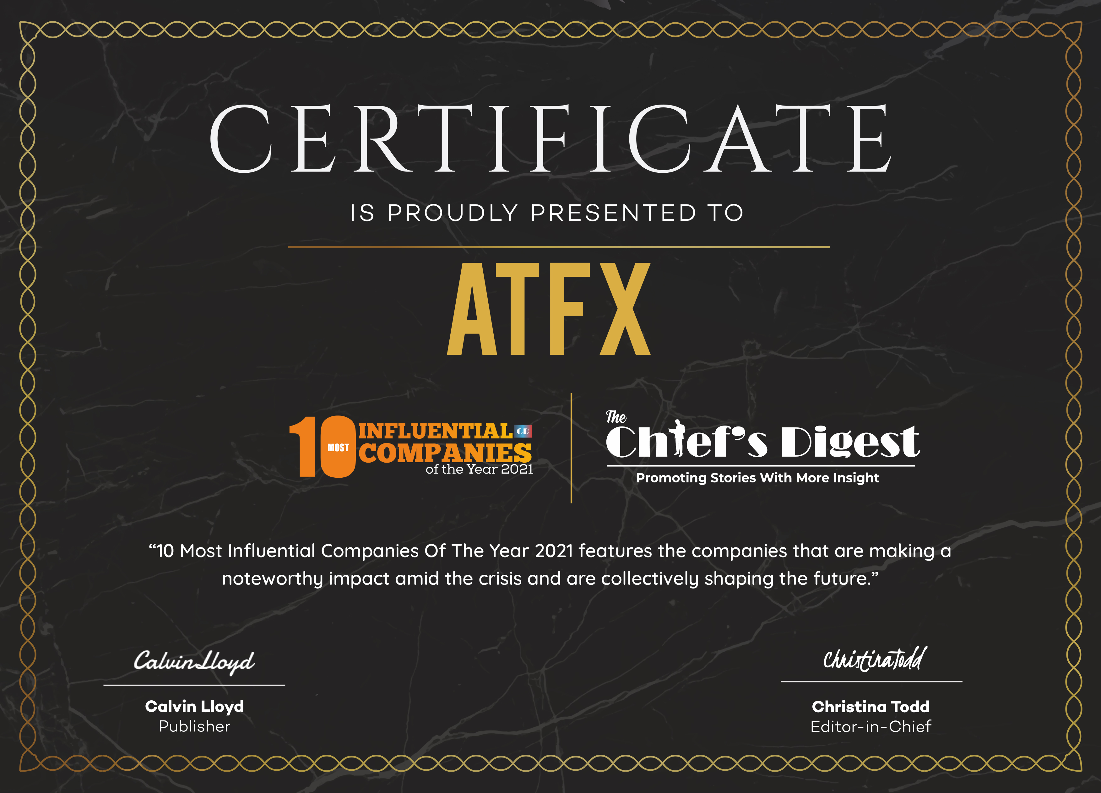用实力说话,ATFX荣获行业最具影响力十大品牌奖