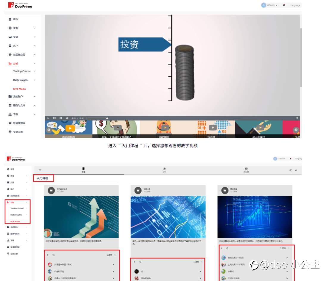 Doo Prime 提供 MTE Media 教学视频，助您全面掌握交易窍门