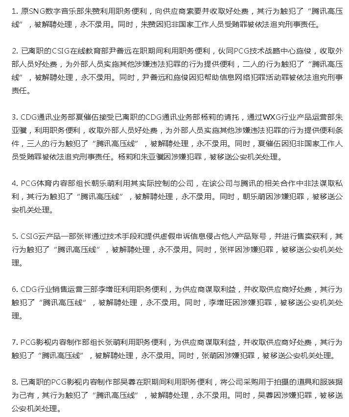 70人被辞退！腾讯出手反腐：这13家公司被拉黑！