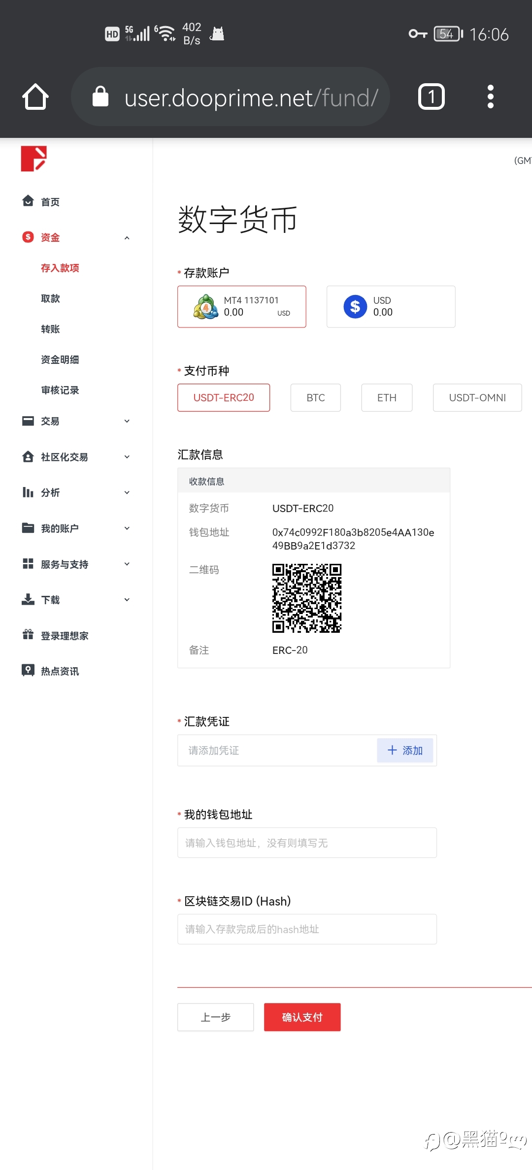 测试几家平台USTD出入金