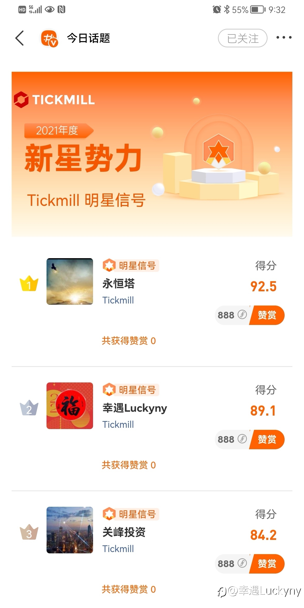 Tickmill 2021新星势力榜公布!