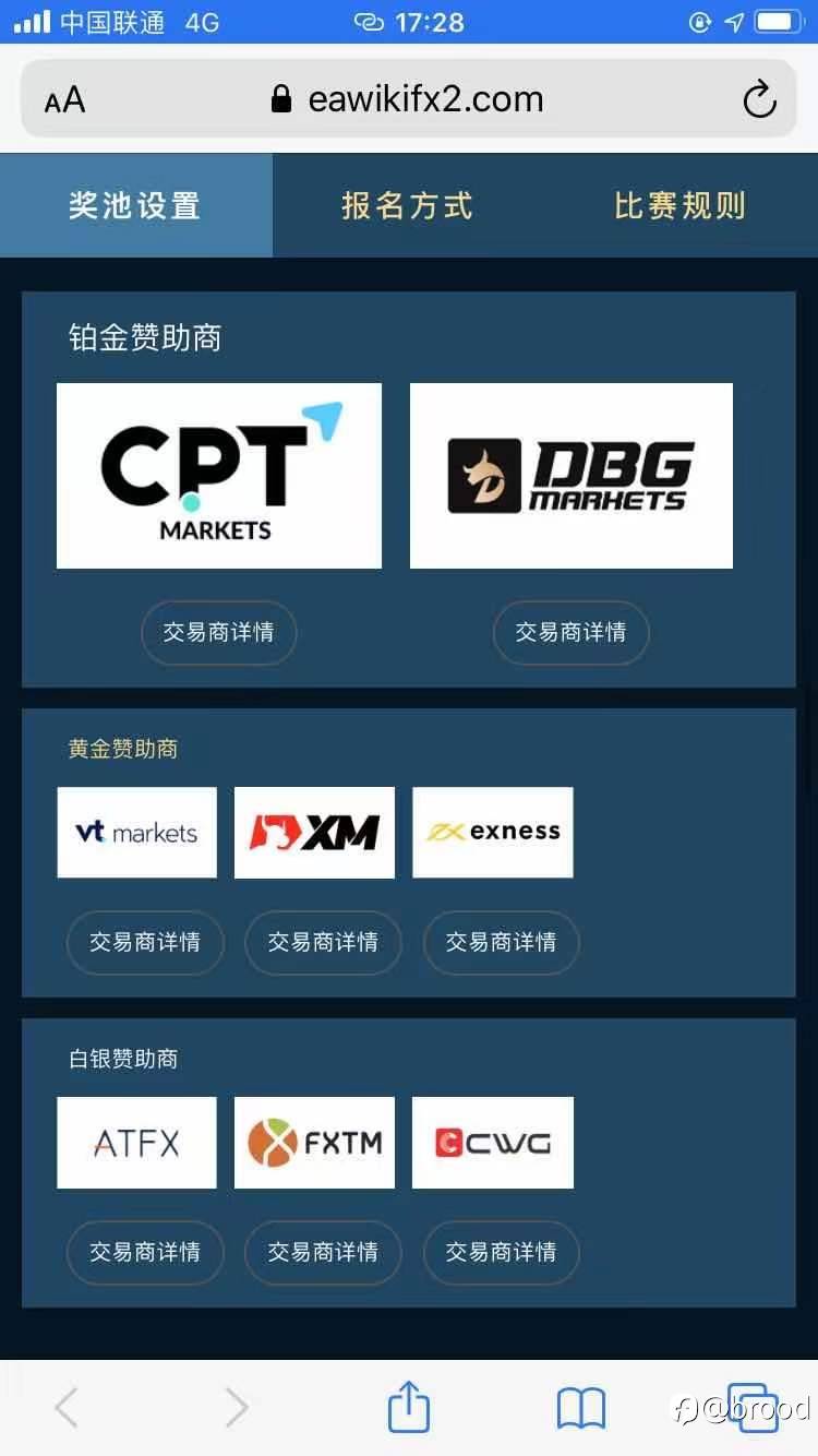 外汇天眼为首与DBG、CPT、EXNESS、FXTM等平台赞助商联合举办的奖金比赛