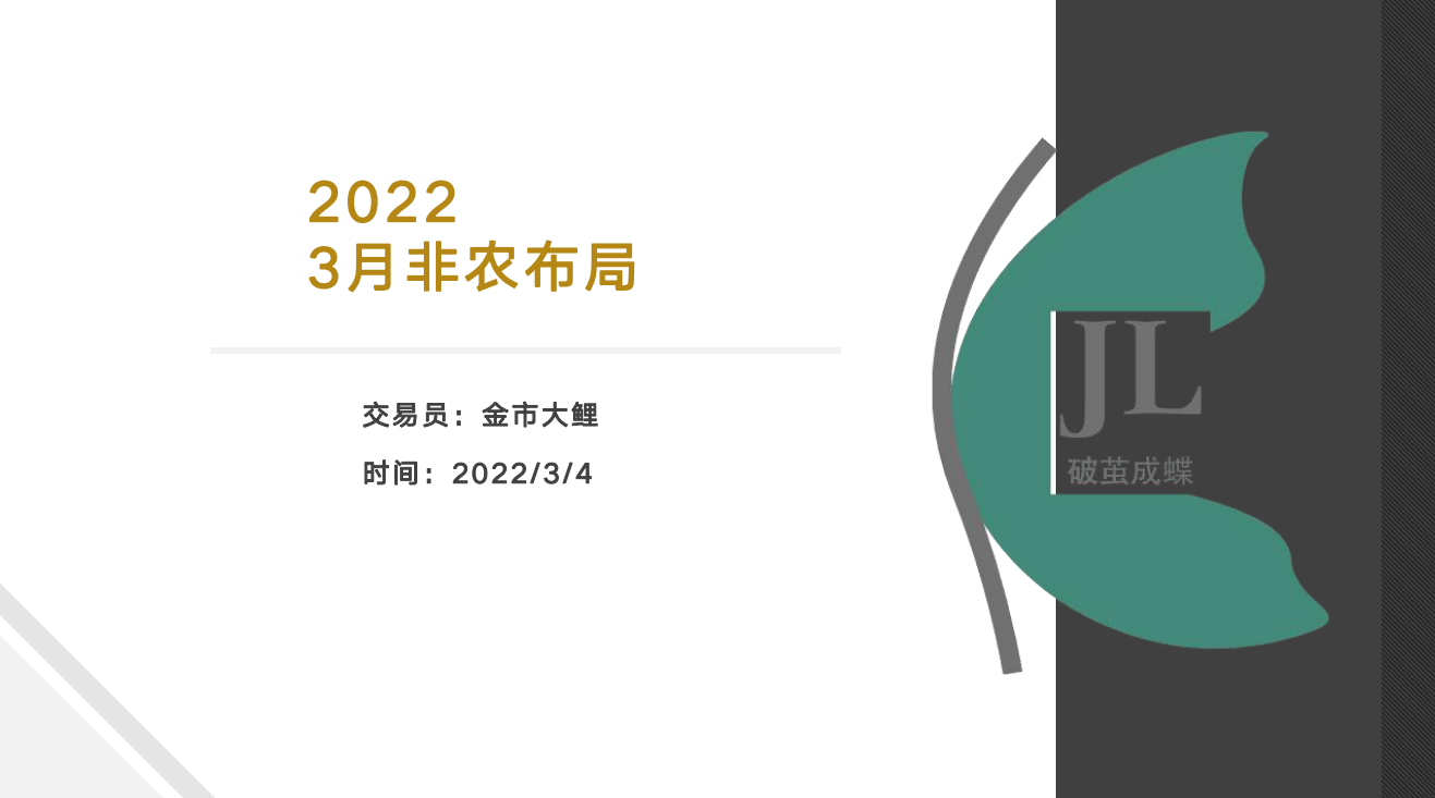 金市大鲤:2022年 3月非农交易布局