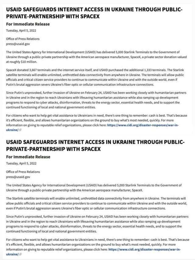 Tỷ phú hào phóng hay hào nhoáng: Elon Musk nói bỏ tiền túi để người dân Ukraine dùng Starlink miễn phí, chính phủ Mỹ vẫn phải trả hàng triệu USD để mua thiết bị của SpaceX