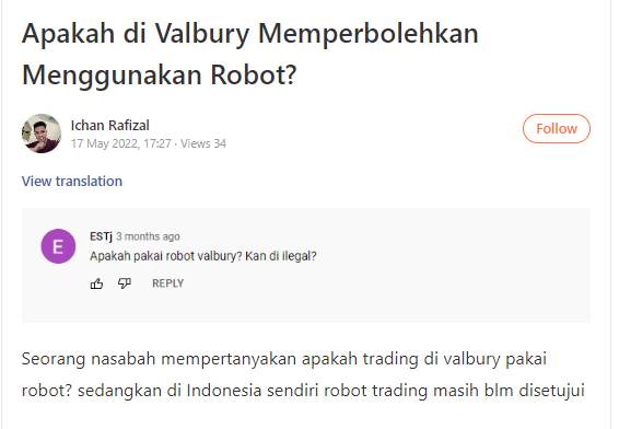 Valbury Menyediakan Fasilitas Robot Trading di Platform? Apakah Benar?