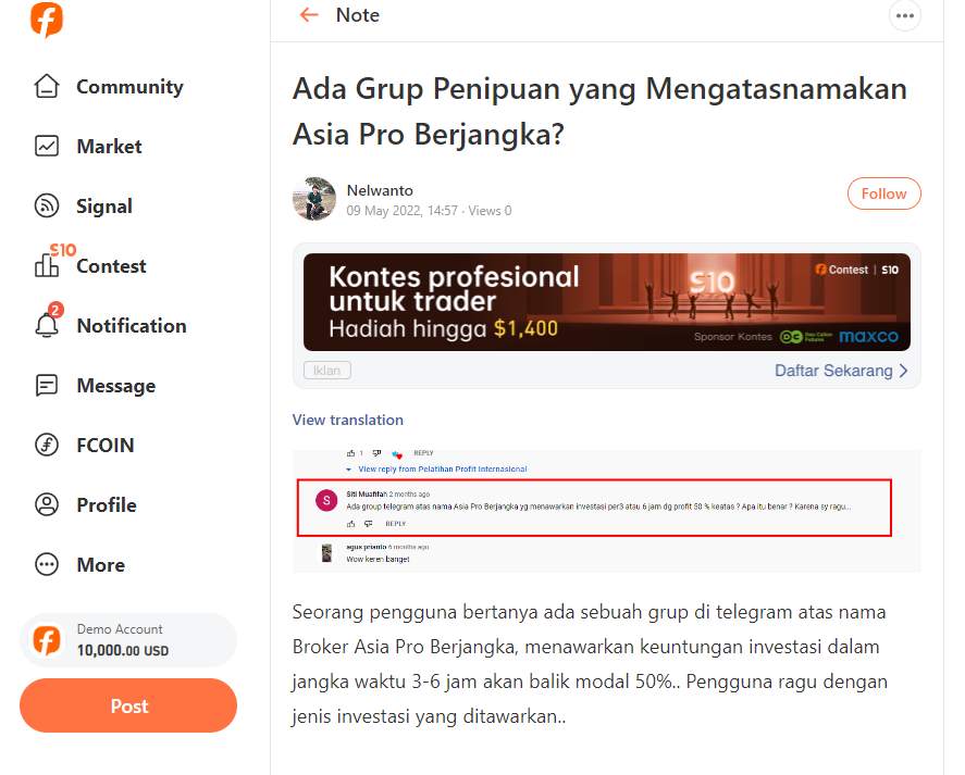 Hati-Hati Ada Grup yang Mengatasnamakan Asia Pro Berjangka untuk Melakukan Penipuan!!