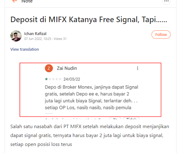 MIFX Memberikan Janji Palsu ke Nasabahnya? Yuk di Simak…