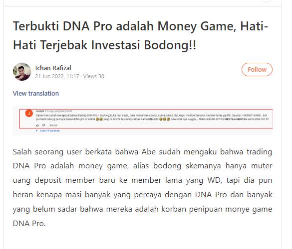 Terbukti DNA Pro adalah Money Game Berkedok Trading, Hati-Hati Investasi Bodong!!!