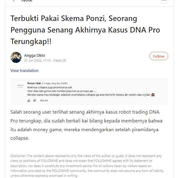 Terbukti DNA Pro adalah Money Game Berkedok Trading, Hati-Hati Investasi Bodong!!!