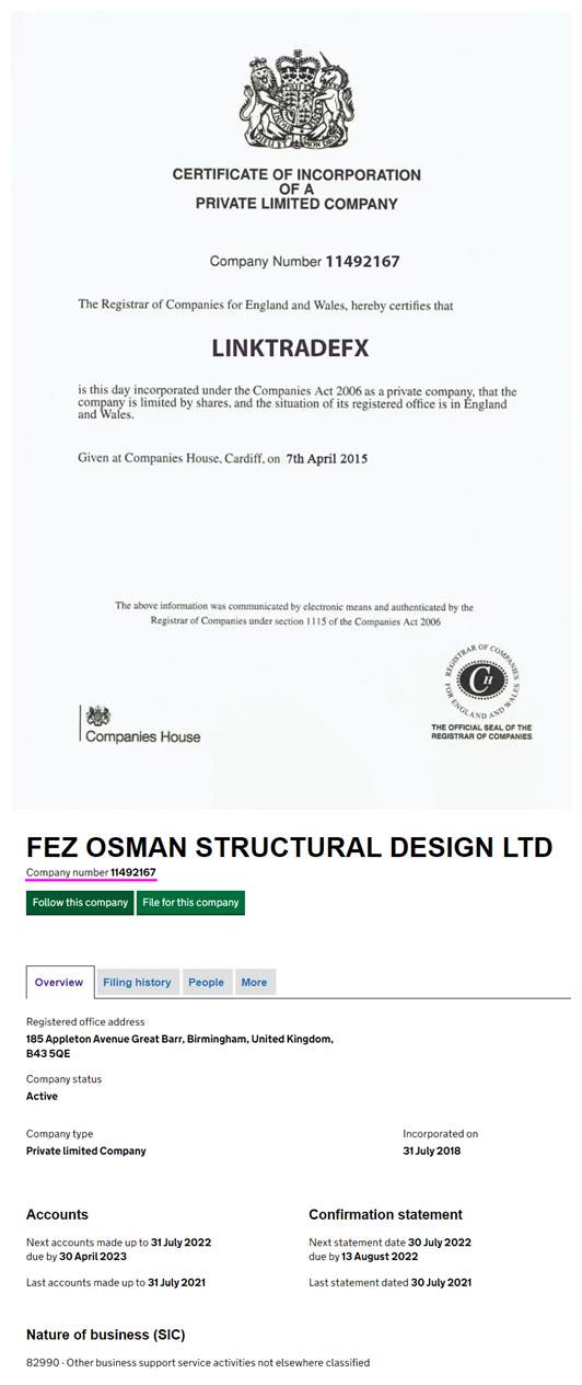 False Registration Certificates! Unlicensed Linktradefx is a Forex Scam