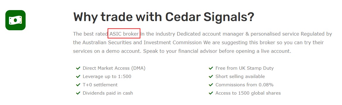 Pretend to be Regulated: Cedar Signals is an Unlicensed FX Broker