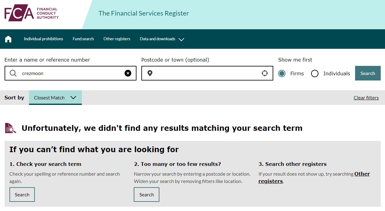 Stay Away! Unregulated FX Crezmoon Pretends to be Registered in the UK