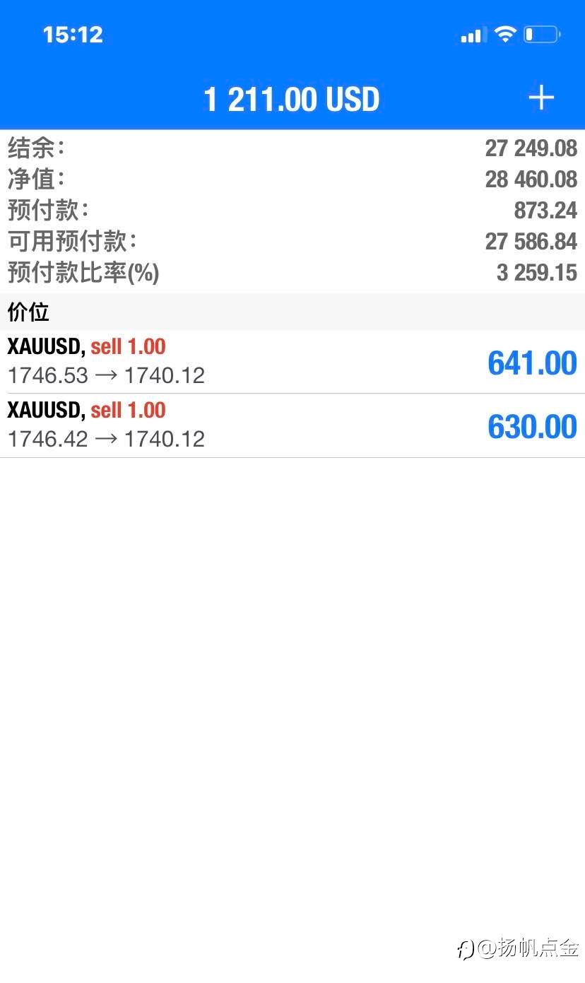 现货黄金盈利单