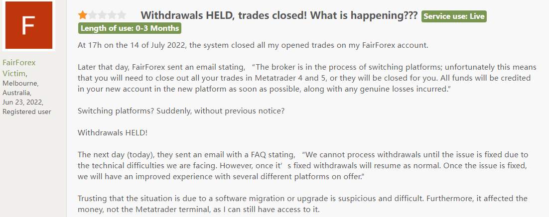 Caution: Clients Report Withdrawal Issues in Fair Forex