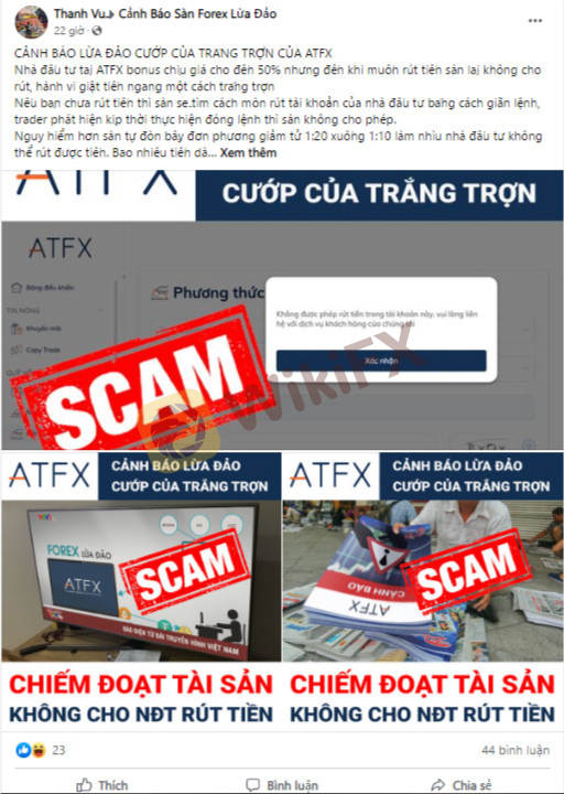 WIKIFX REVIEW - SÀN ATFX ĐANG BỊ “BÔI ĐEN TRÊN CÁC FORUM TẠI VIỆT NAM
