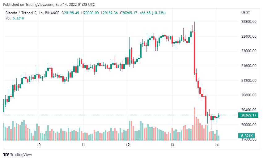 Giá Coin hôm nay 14/09: Bitcoin, Altcoin mất toàn bộ lợi nhuận tháng 9 trong khi chứng khoán Mỹ sụp đổ vì CPI