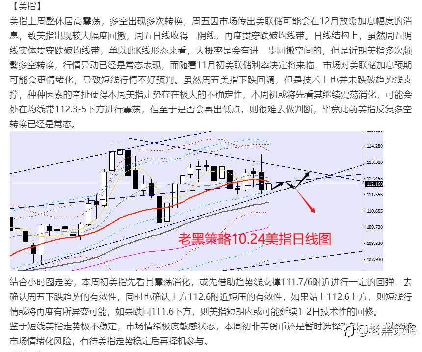 老黑策略：10.24外汇、黄金、原油分析策略