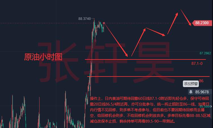 张轩昊：重磅超级周临近，加息预期弱化金价持续反弹，原油持续反弹剑指90美元
