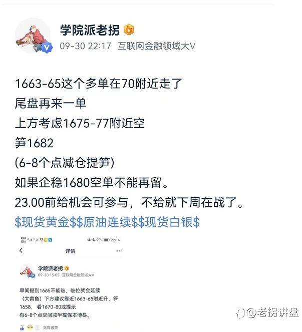 “1675顶部顺利拿下”大黄1670继续空