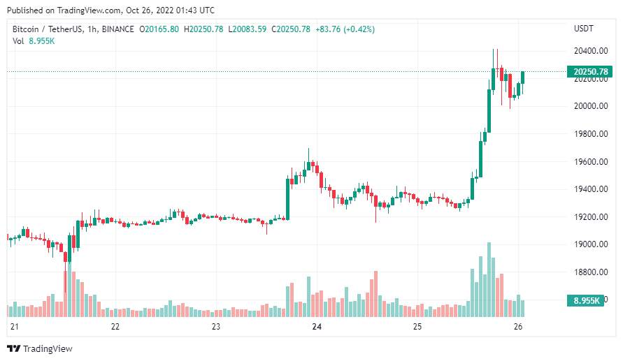 Giá Coin hôm nay 26/10: Bitcoin vượt vùng $ 20.000, altcoin bật tăng mạnh khi đồng USD cho thấy dấu hiệu suy yếu
