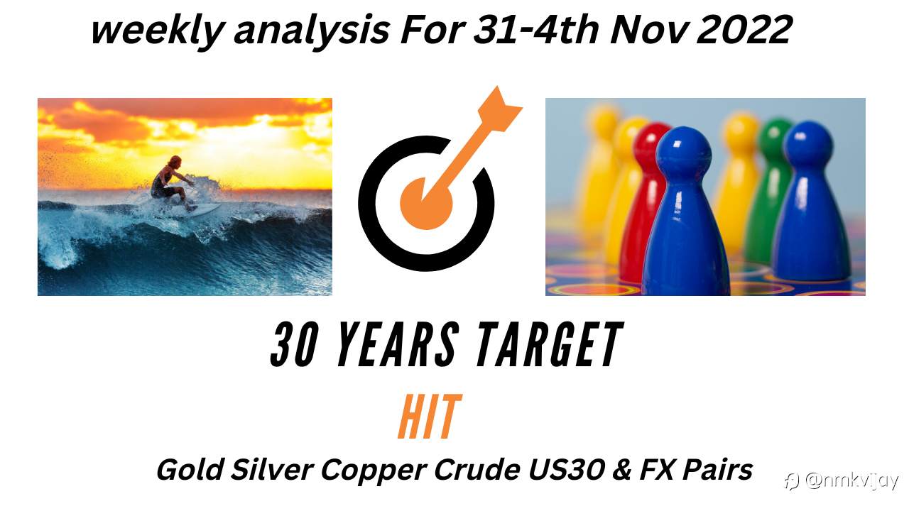 30 Years Target Got Hit : Gold Silver Copper Crude US30 BTC And FX Pairs Weekly Analysis For 31-4th Nov 2022 | Using EW Theory