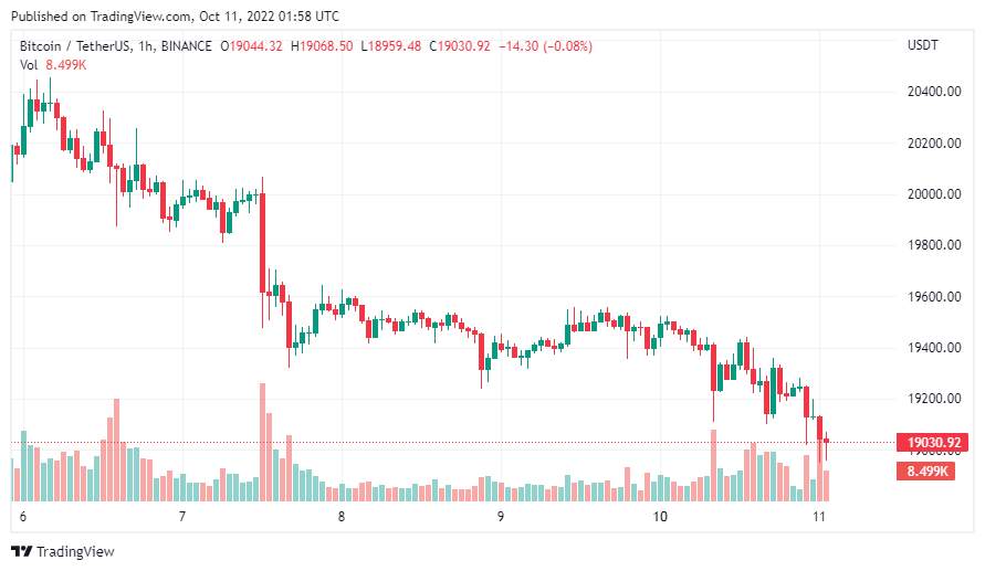 Giá Coin hôm nay 11/10: Bitcoin đe doạ ngưỡng $ 19.000, altcoin và chứng khoán đỏ lửa khi nhà đầu tư chờ đợi dữ liệu CPI tháng 9