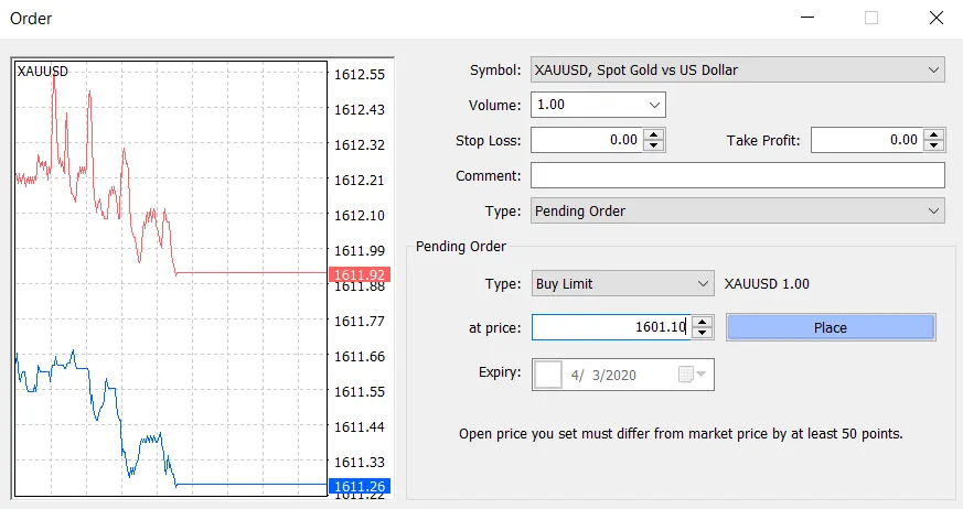 Các loại lệnh giao dịch trong Metatrader 4