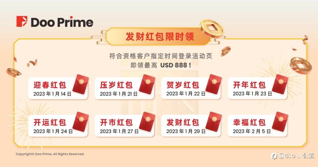 Doo 新年全球大抽奖 :现金豪礼送不停 发财红包限时抢