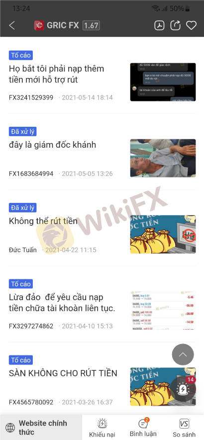 Sàn GICC FX đổi tên thành sàn GRIC FX để tiếp tục hành vi lừa đảo nhà đầu tư Forex - WikiFX Cảnh báo