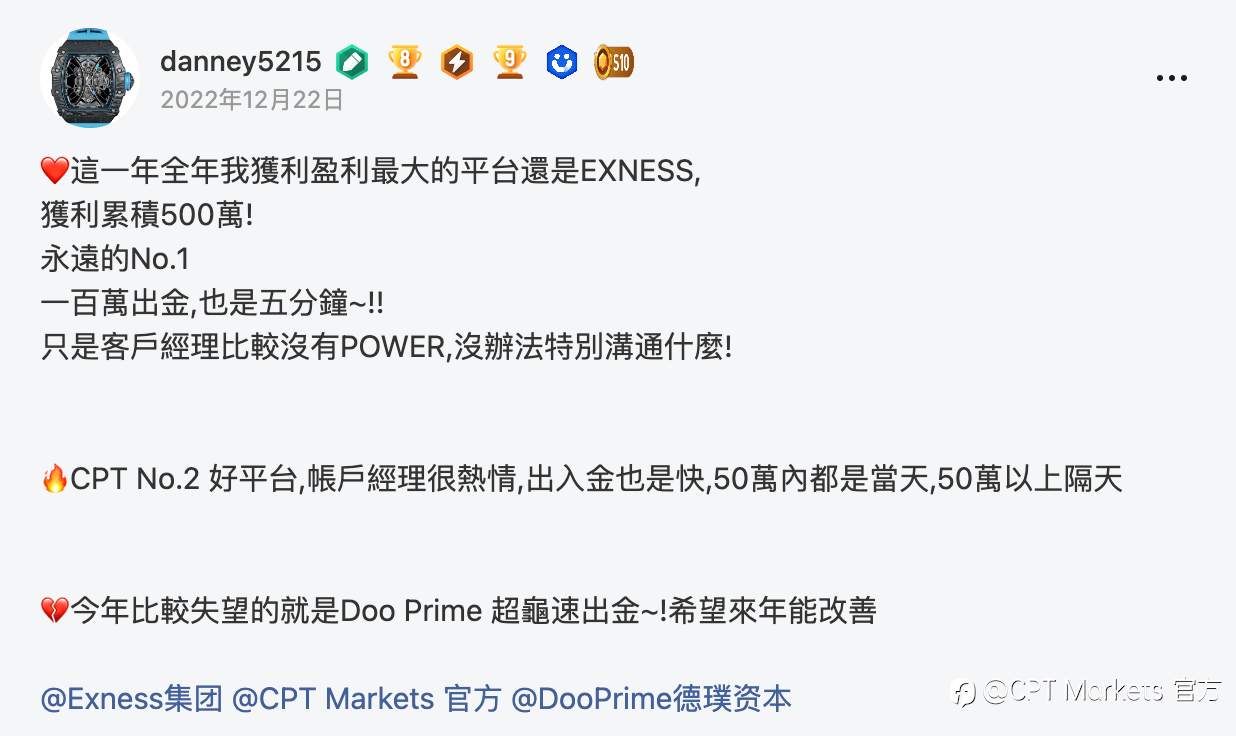 470万美元盈利,CPT Markets年度最强盈利王者客戶诞生