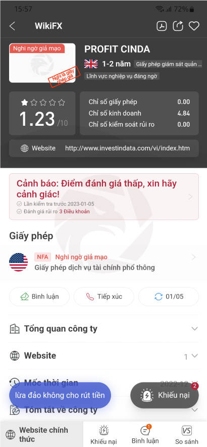 Sàn Profit Cinda Limited cùng chiêu trò lố lăng - WikiFX Cảnh báo