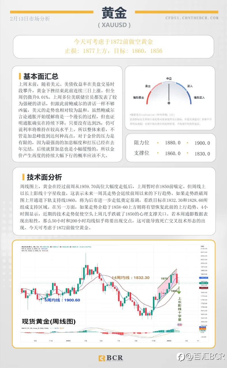 BCR每日早评及分析 - 2023年2月13日