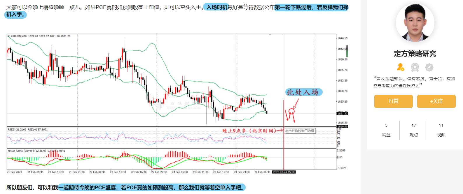 PCE物价指数公布，黄金如期迎来下跌