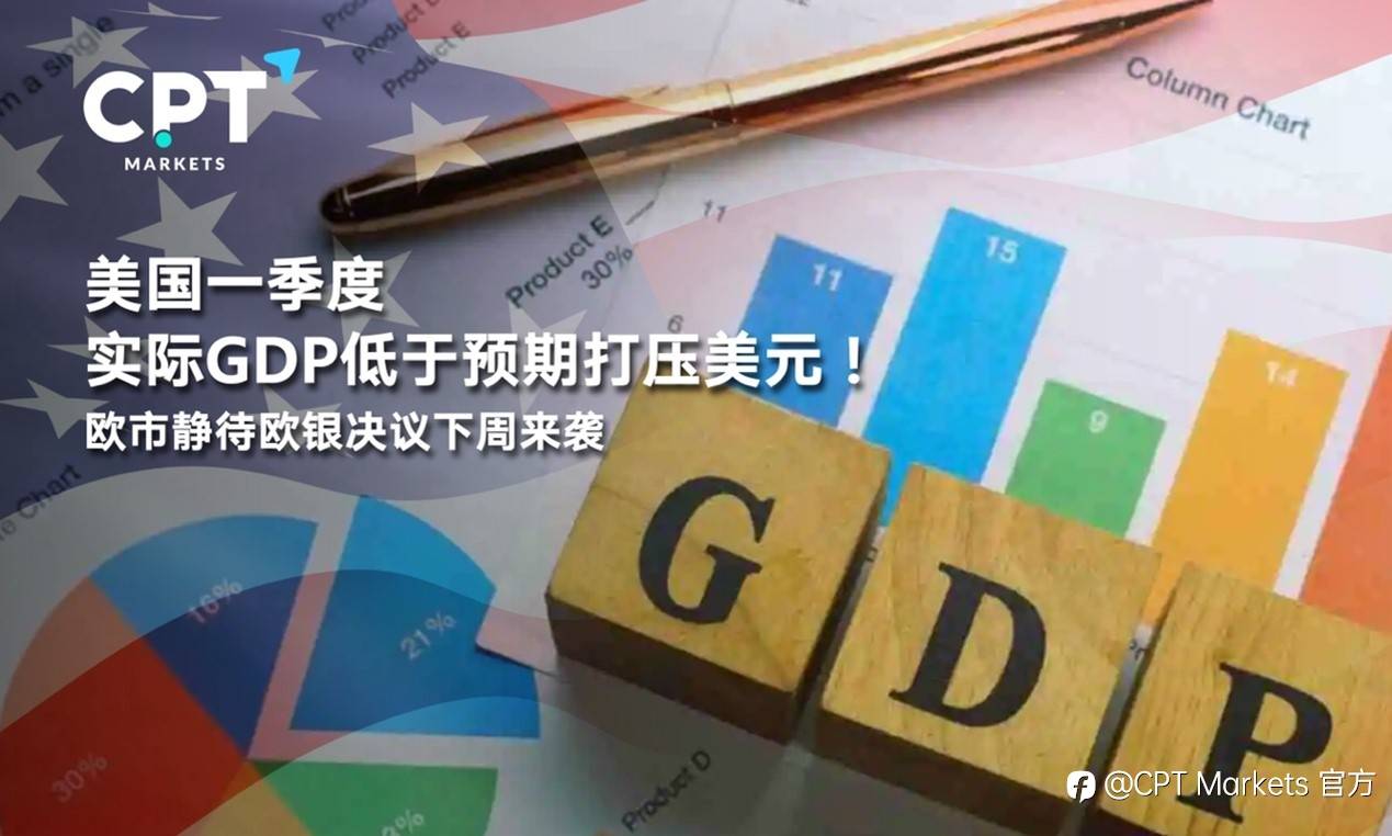 CPT Markets : 美国一季度实际GDP低于预期打压美元！欧市静待欧银决议下周来袭