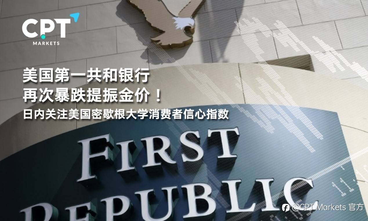 CPT Markets : 美国第一共和银行再次暴跌提振金价！日内关注美国密歇根大学消费者信心指数