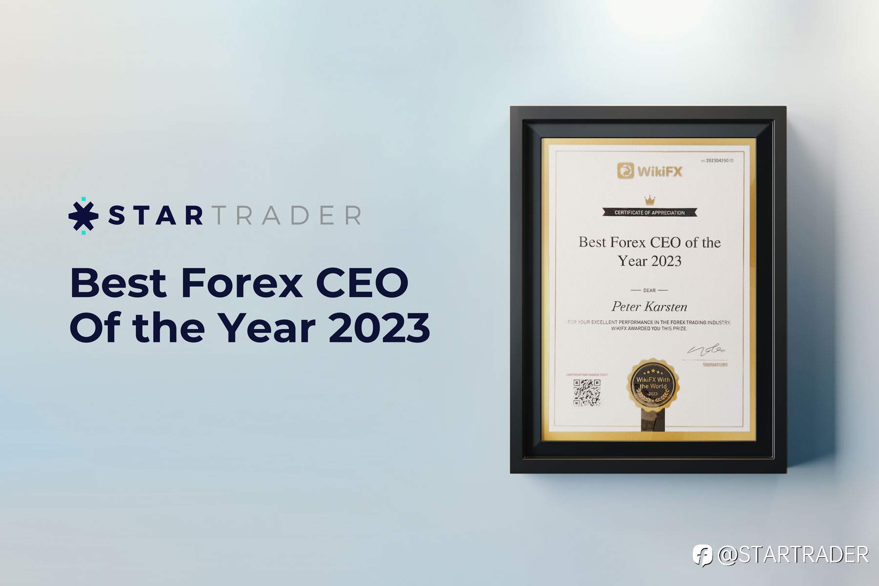《STARTRADER星迈首席执行官Peter Karsten斩获2023年度“最佳外汇CEO”奖项》