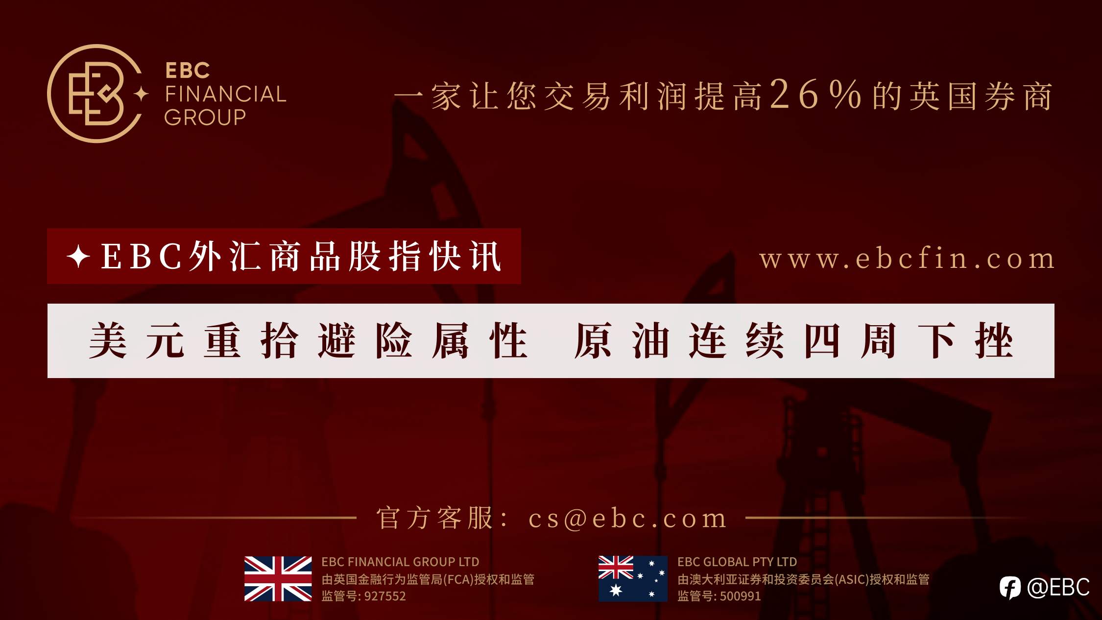 EBC外汇商品股指快讯|美元重拾避险属性 原油连续四周下挫