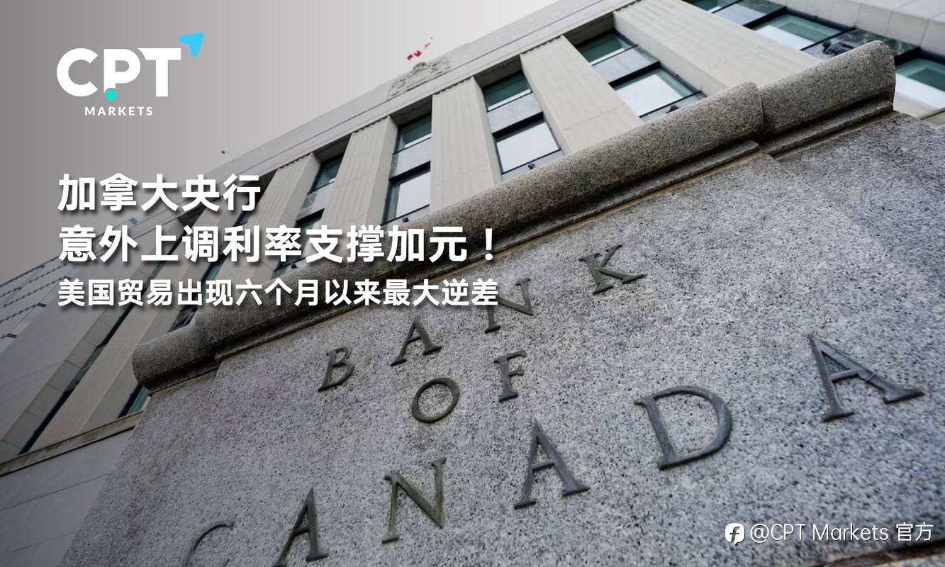 CPT Markets：加拿大央行意外上调利率支撑加元！美国贸易出现六个月以来最大逆差