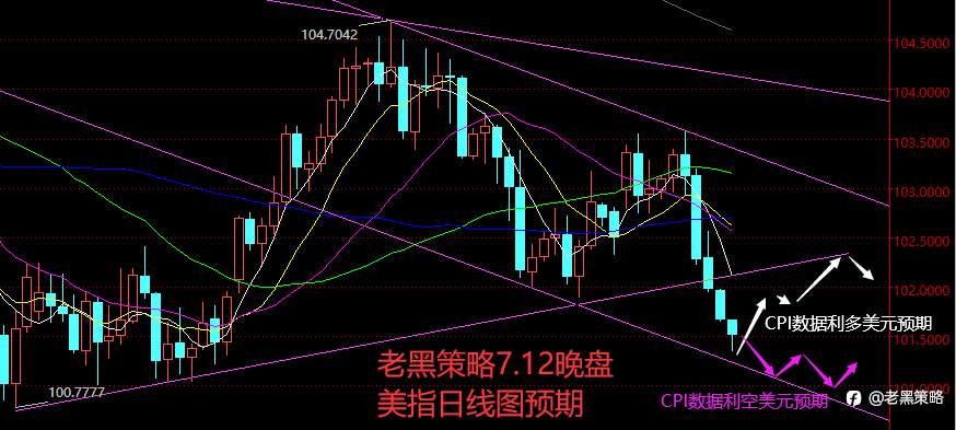老黑策略：7.12晚盘外汇、黄金、原油分析策略