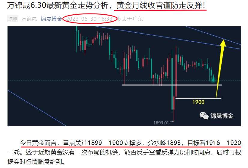 万锦晟7.2周评：黄金精准兑现收获颇丰！