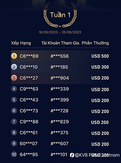 Cuộc Đua Giao Dịch Vàng - Công Bố Nhà Vô Địch Bảng Xếp Hạng Hàng Tuần Của Tháng Đầu Tiên