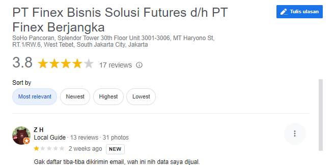 Database Ilegal, Pengguna Finex Tidak Nyaman!