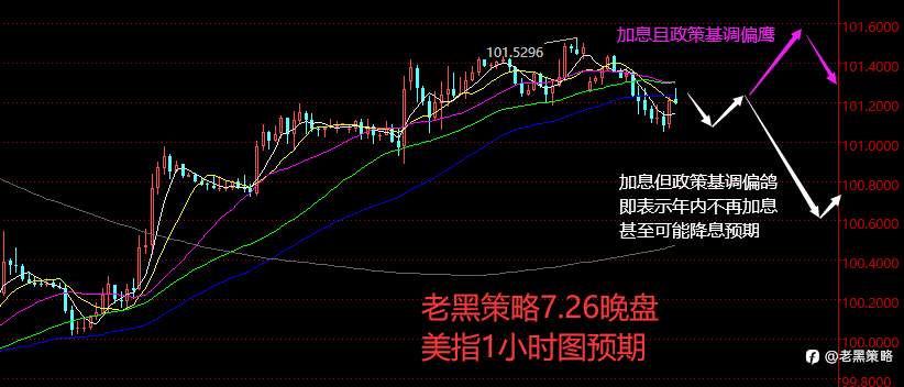 老黑策略:7.26晚盘外汇、黄金、原油分析策略